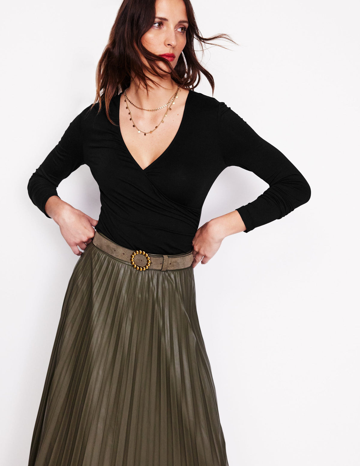 Long Sleeve Wrap Top-Black-2