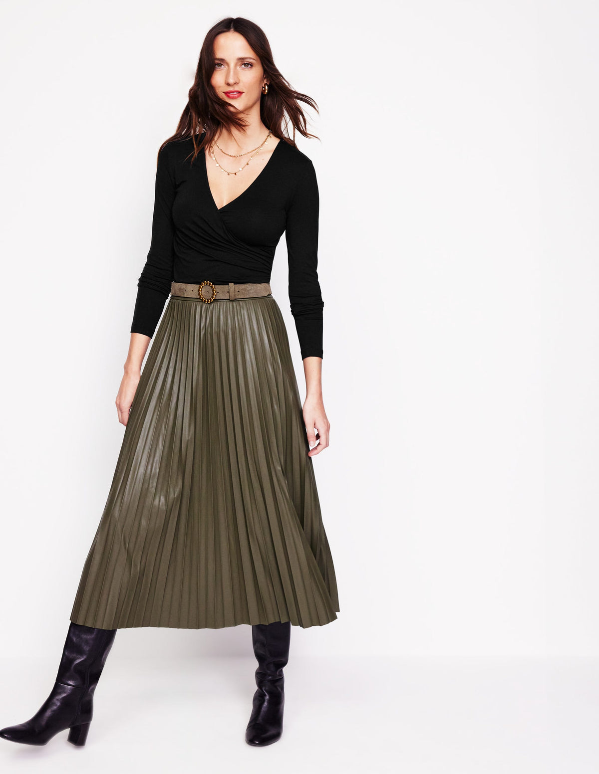 Long Sleeve Wrap Top-Black - Image 4