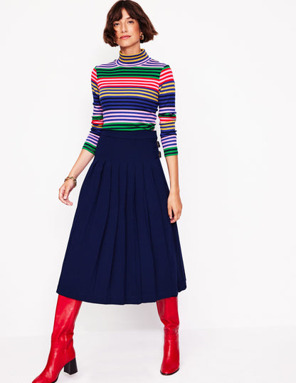 Anna Rib Roll Neck Top-Multi, Rainbow Stripe