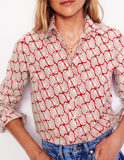 Sienna Cotton Shirt-Copper, Owl Stamp-2