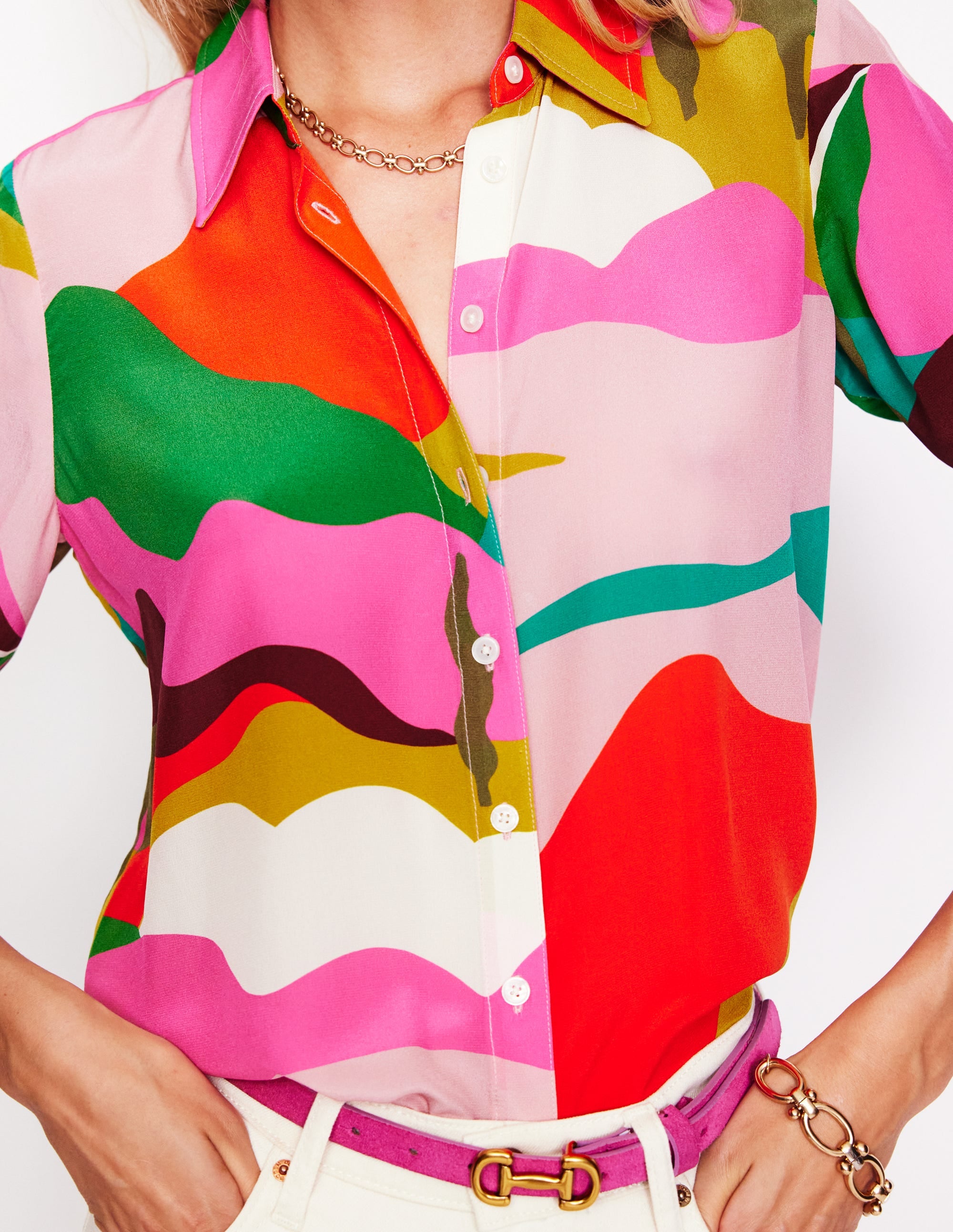 Sienna Silk Shirt-Multi, Scenic Fall - Image 2