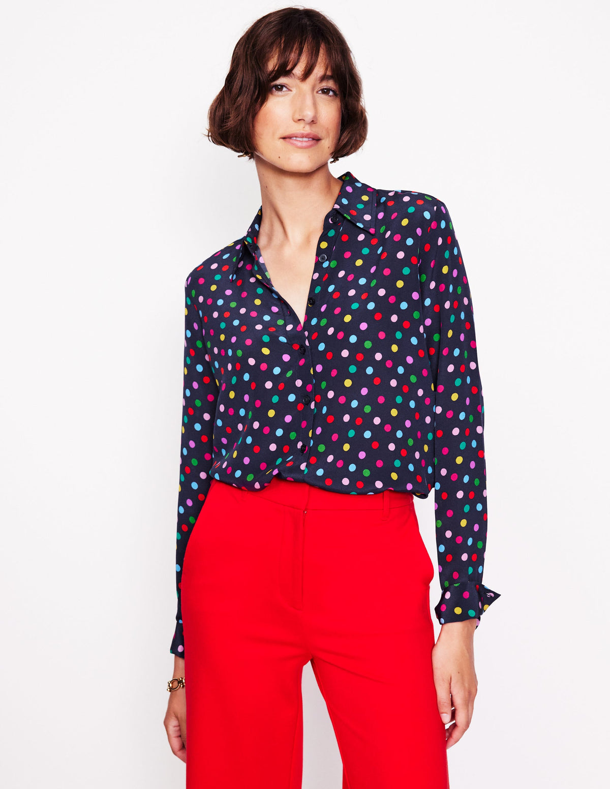 Sienna Silk Shirt-Multi, Abstract Dot - Image 1