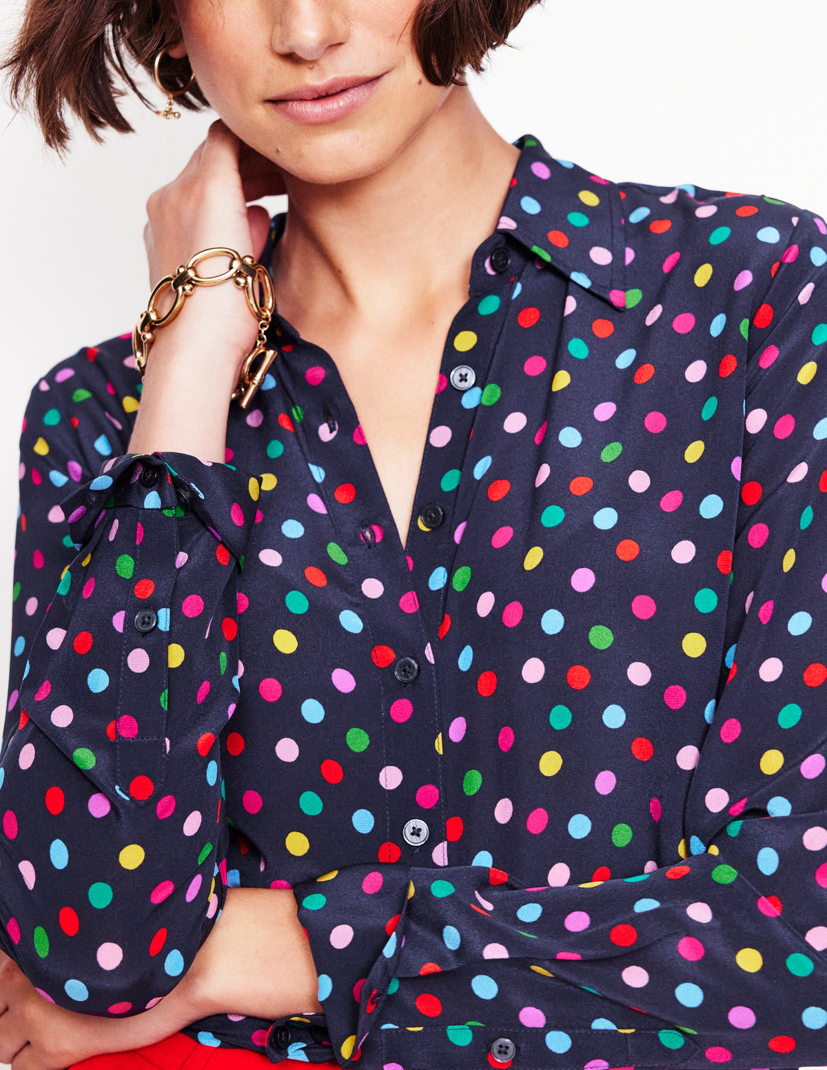 Sienna Silk Shirt-Multi, Abstract Dot - Image 2
