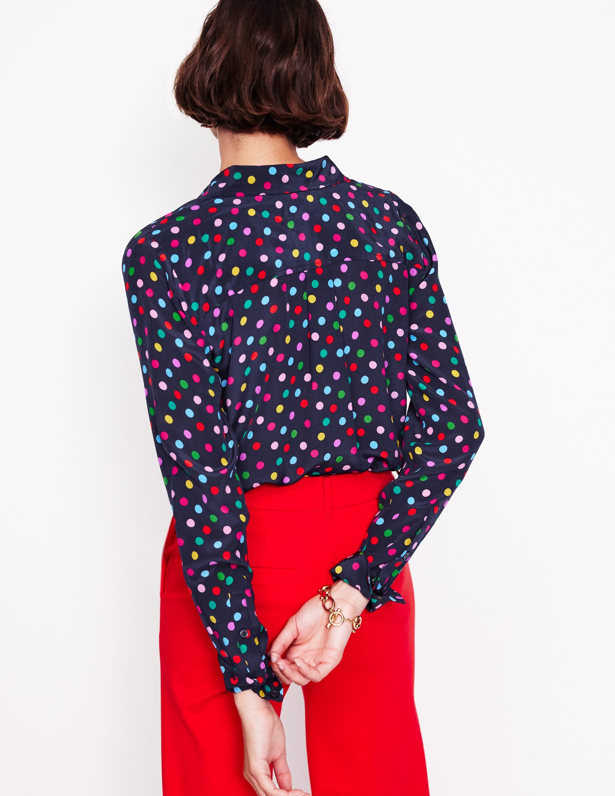 Sienna Silk Shirt-Multi, Abstract Dot - Image 3