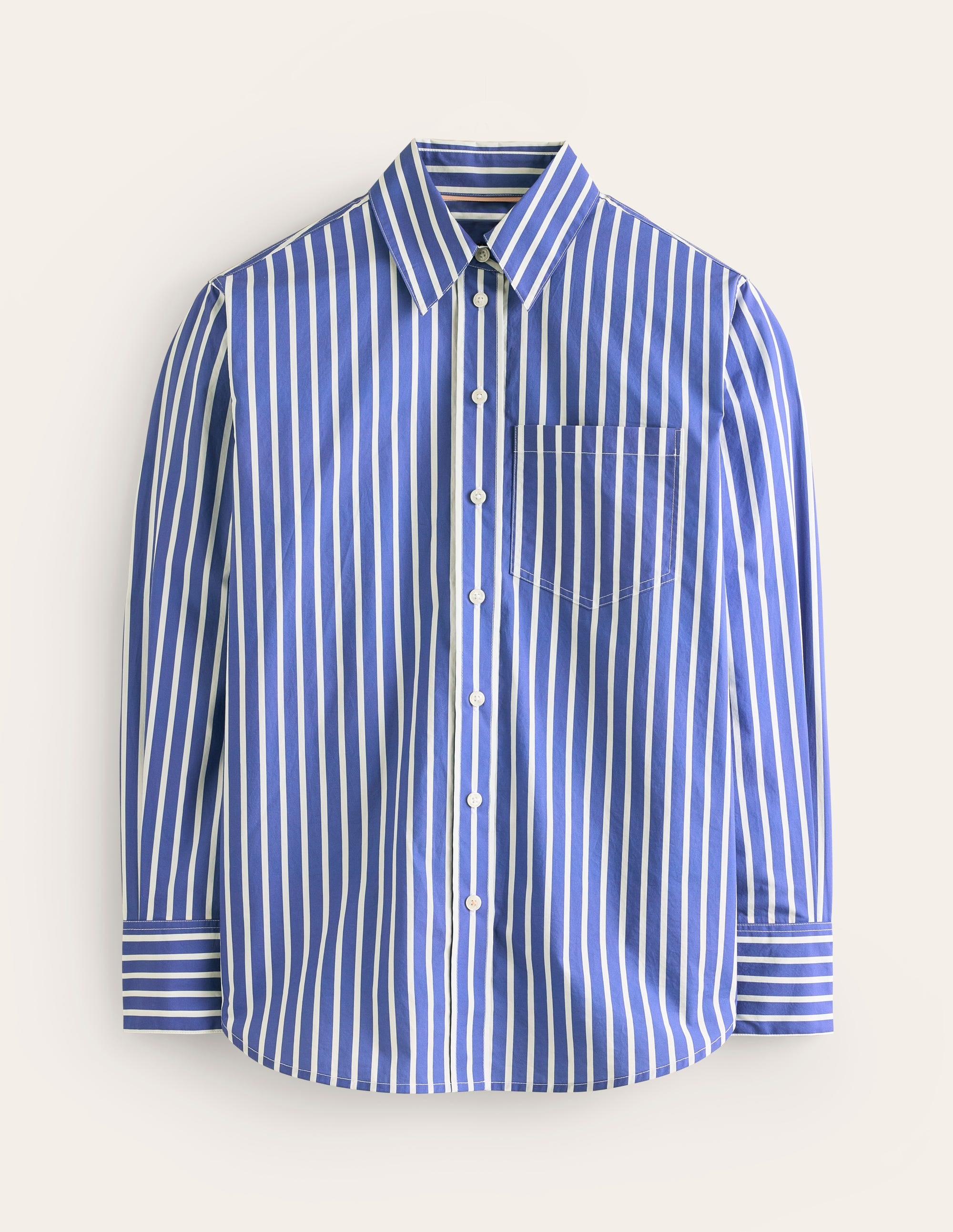 Connie Relaxed Cotton Shirt-Surf The Web and Ivory Stripe - Image 5