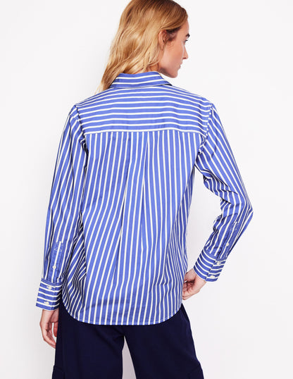 Connie Relaxed Cotton Shirt-Surf The Web and Ivory Stripe