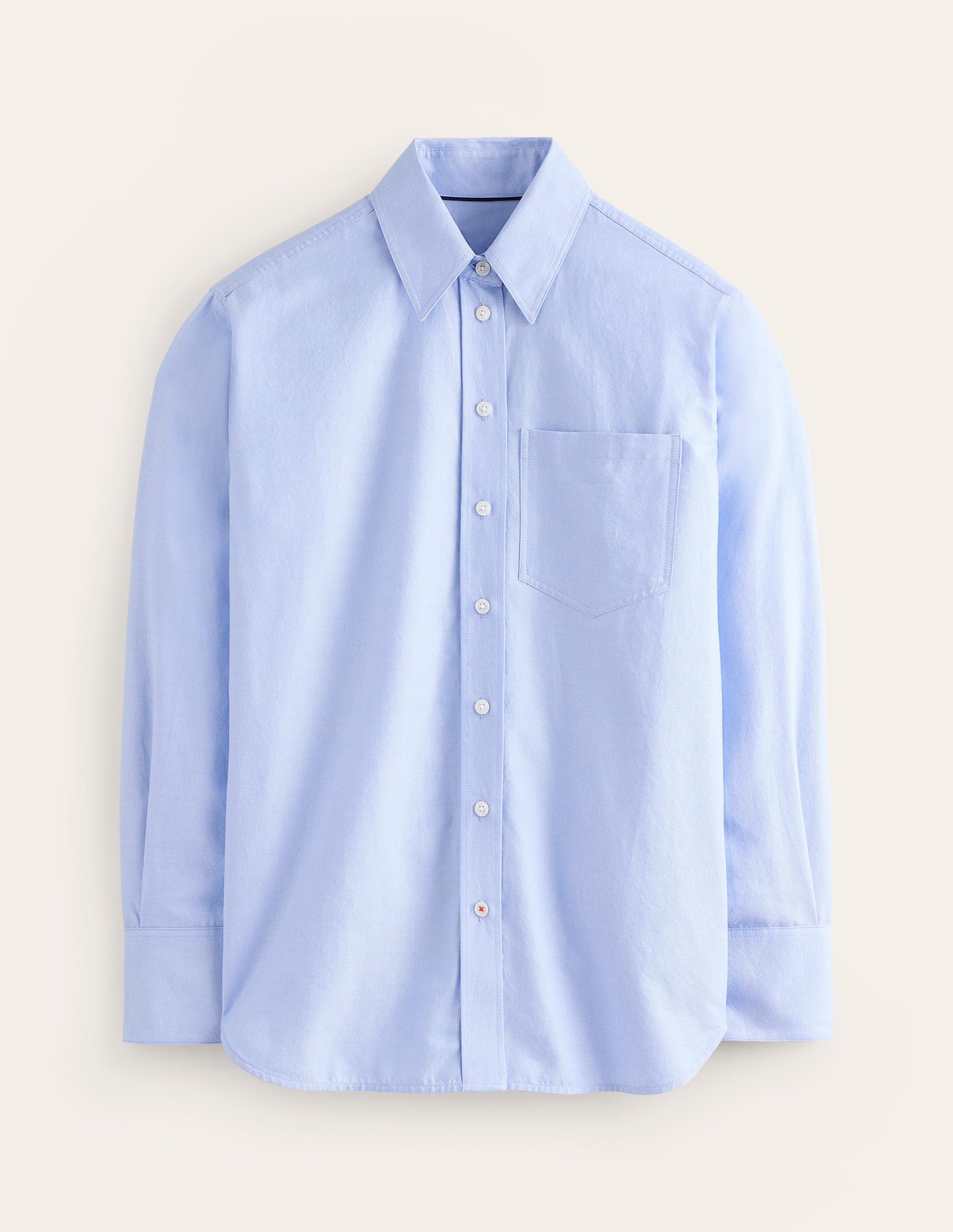 Connie Relaxed Cotton Shirt-Blue Oxford, Placement Stripe