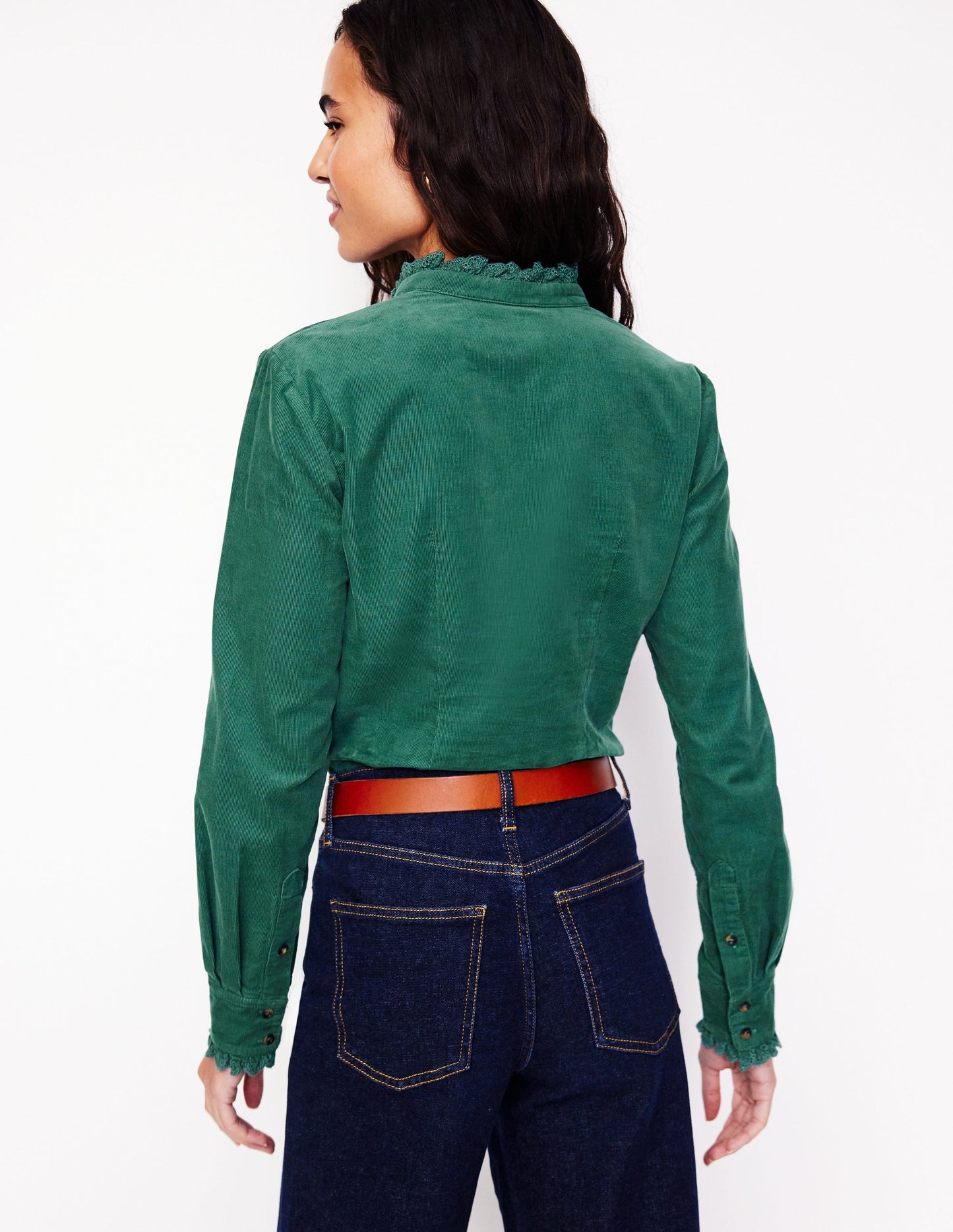 Phoebe Cord Shirt-Spruce Green