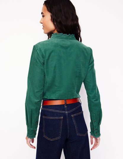 Phoebe Cord Shirt-Spruce Green