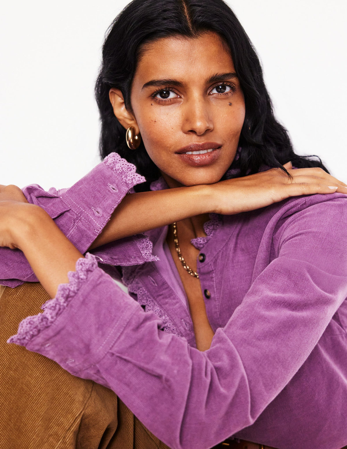 Phoebe Cord Shirt-Bramble Purple - Image 1