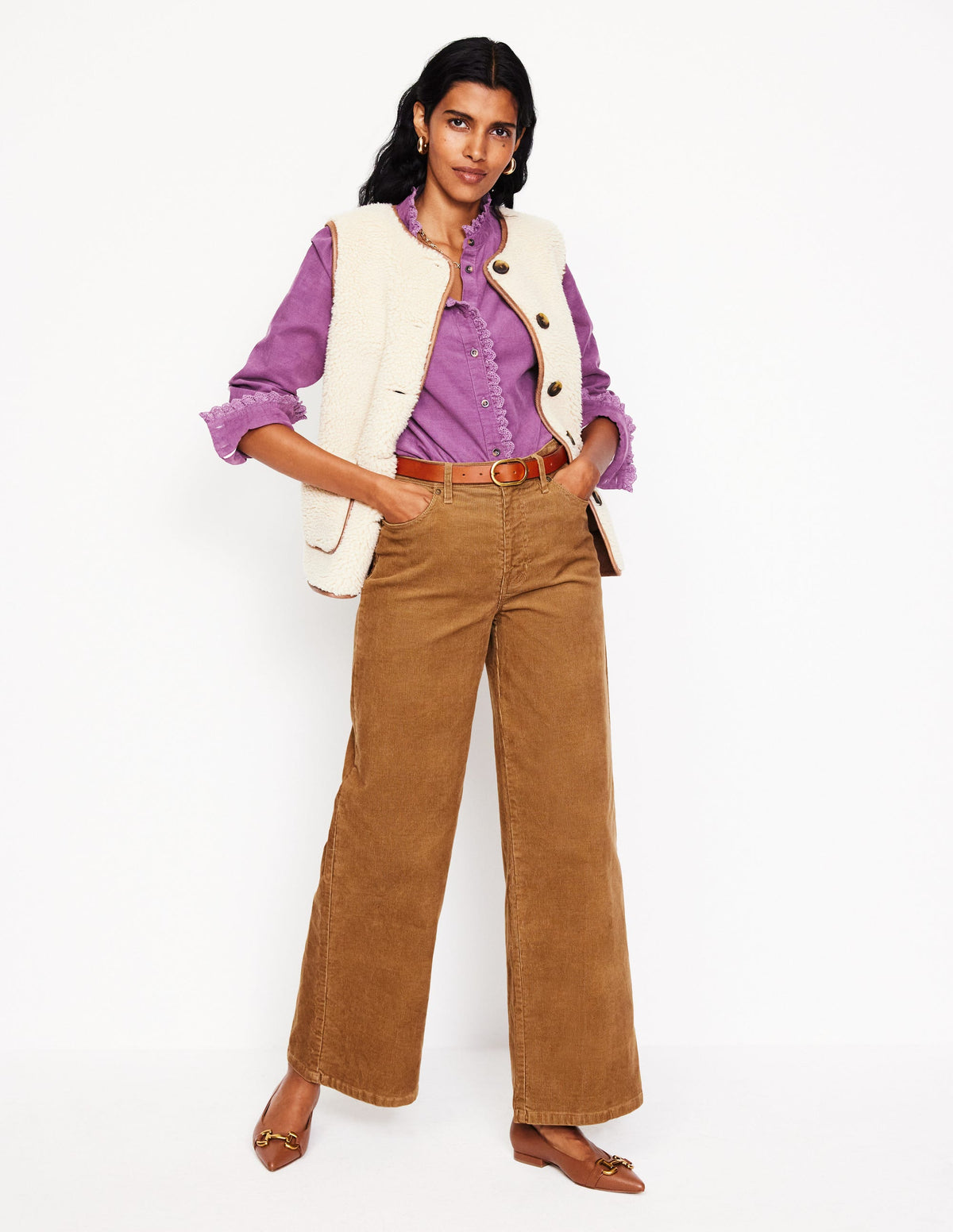 Phoebe Cord Shirt-Bramble Purple - Image 4