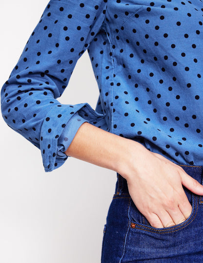 Sienna Cord Shirt-Blue Jay, Abstract Dot