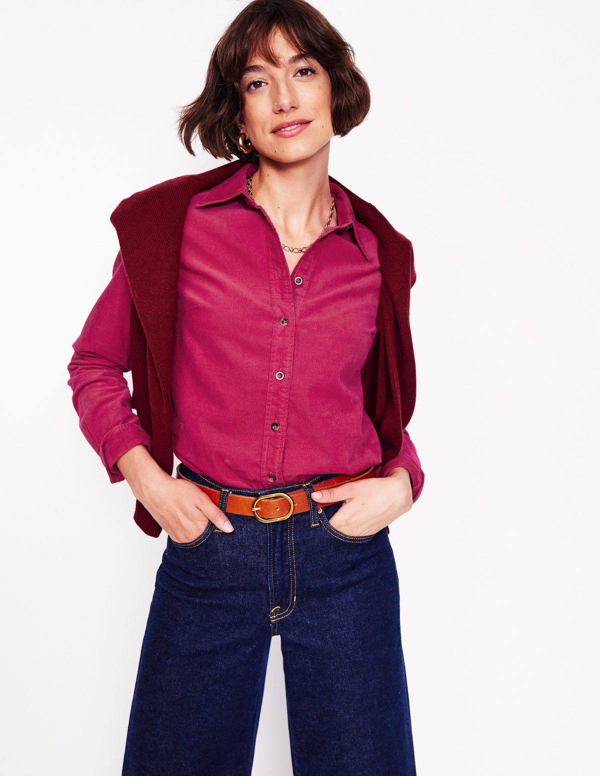 Sienna Cord Shirt-Cherry Jam - Image 1