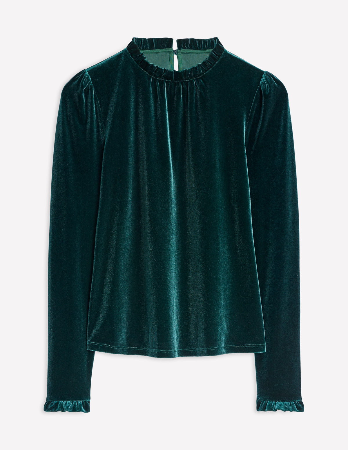 Velvet Frill Neck Top-Glade - Image 5