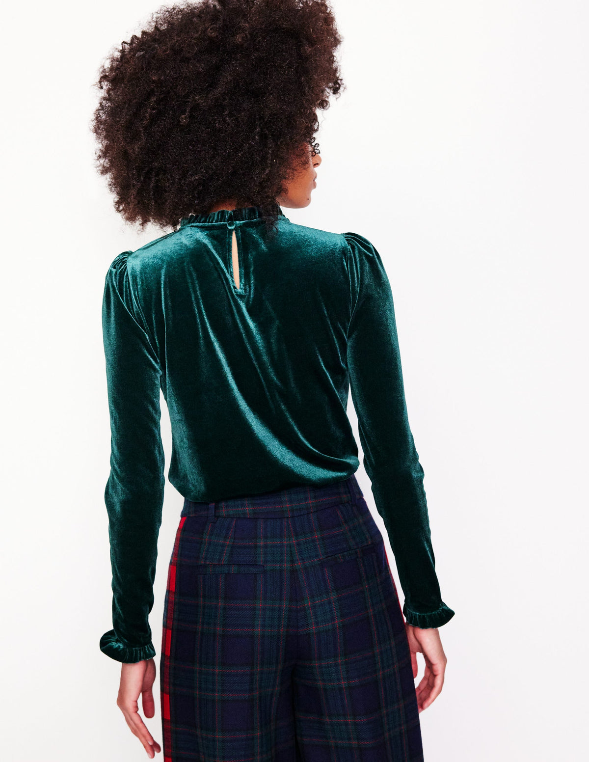 Velvet Frill Neck Top-Glade - Image 3