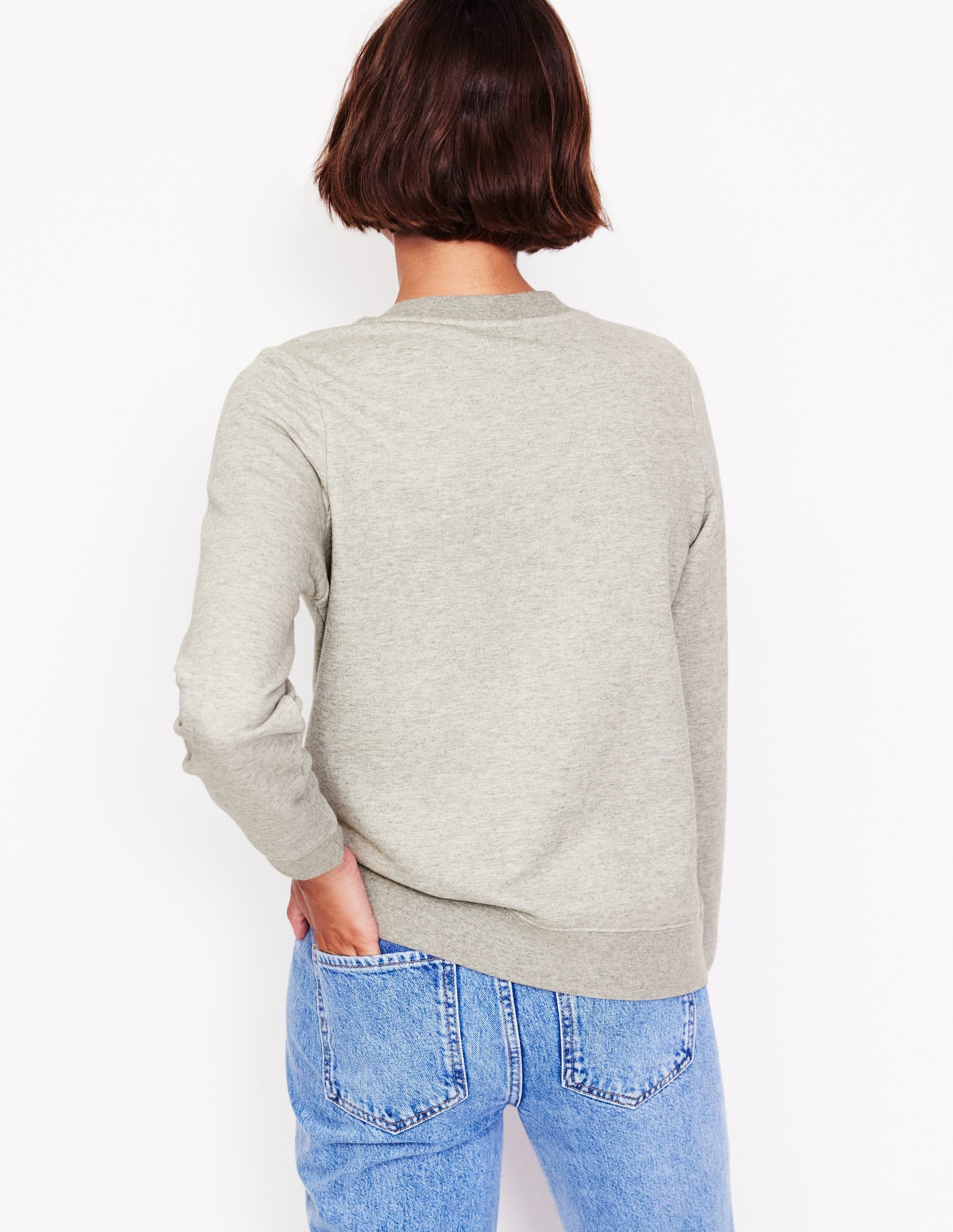 Hannah Embroidered Sweatshirt-Grey Marl, Dog Person - Image 3