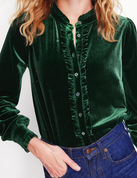 Caroline Jersey Velvet Shirt-Glade