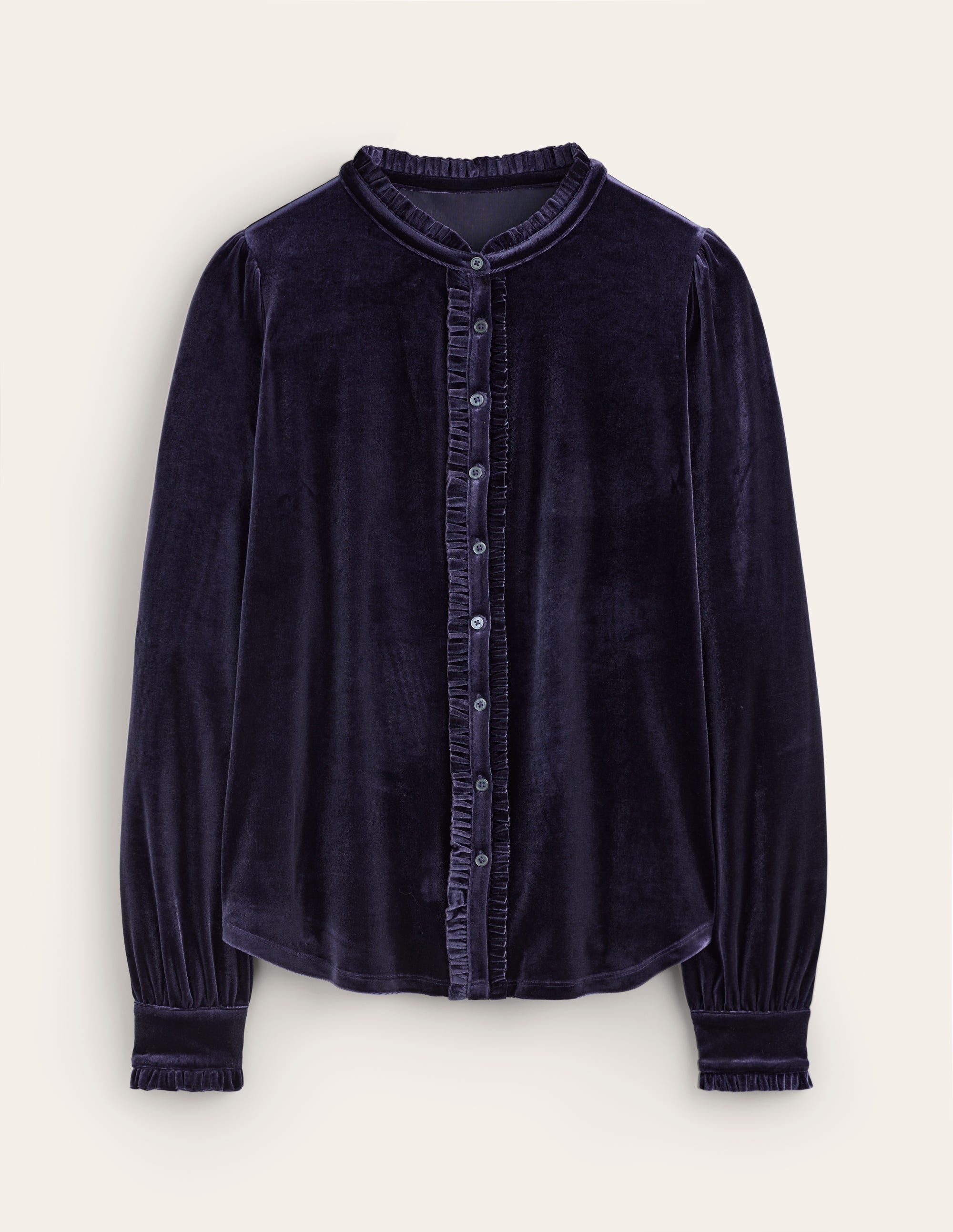 Caroline Jersey Velvet Shirt-Navy - Image 5