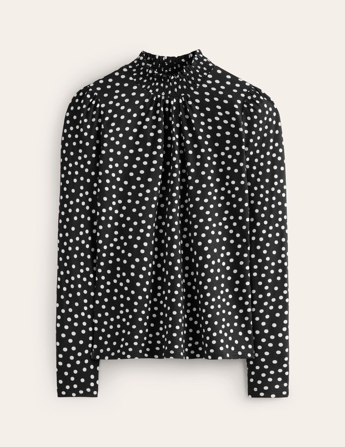 Smocked Neck Printed Top-Black, Milkshake Spot