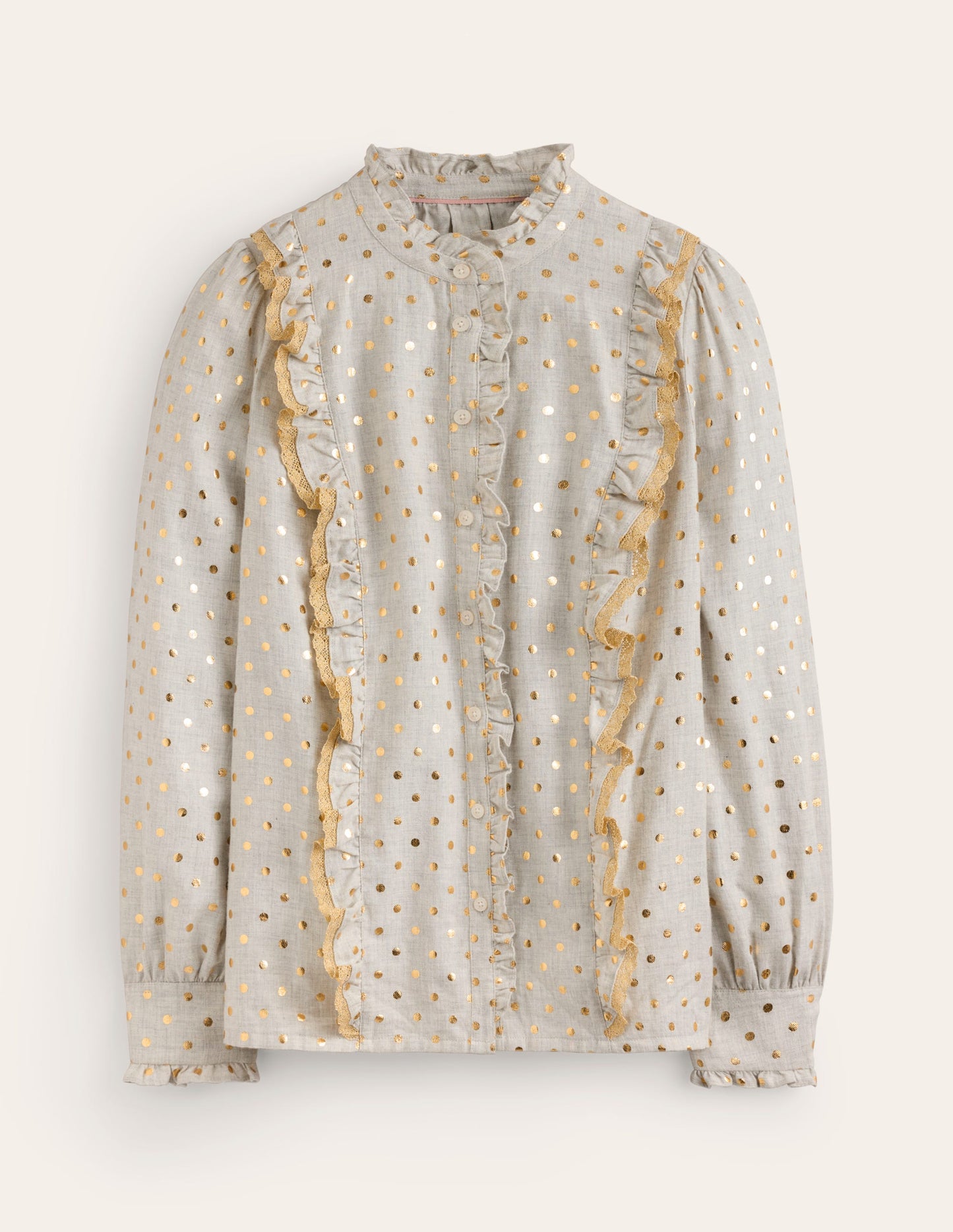 Isla Frill Detail Blouse-Metallic Spot