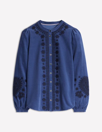 Theodora Cord Blouse-Denim Blue