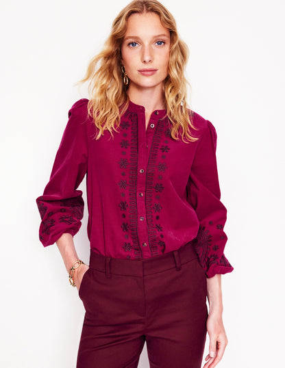 Theodora Cord Blouse-Cherry Jam