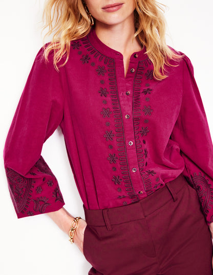 Theodora Cord Blouse-Cherry Jam