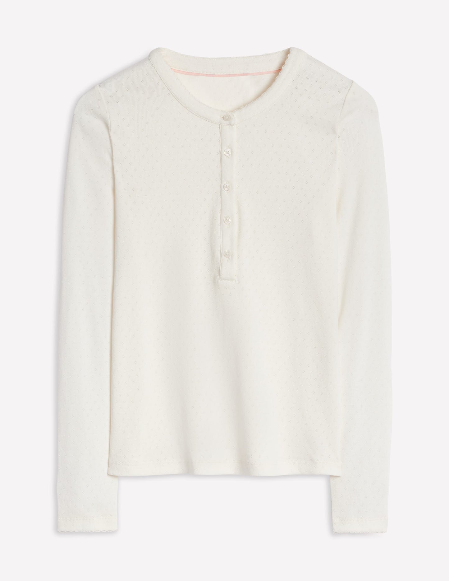 Pointelle Henley Top-Ivory