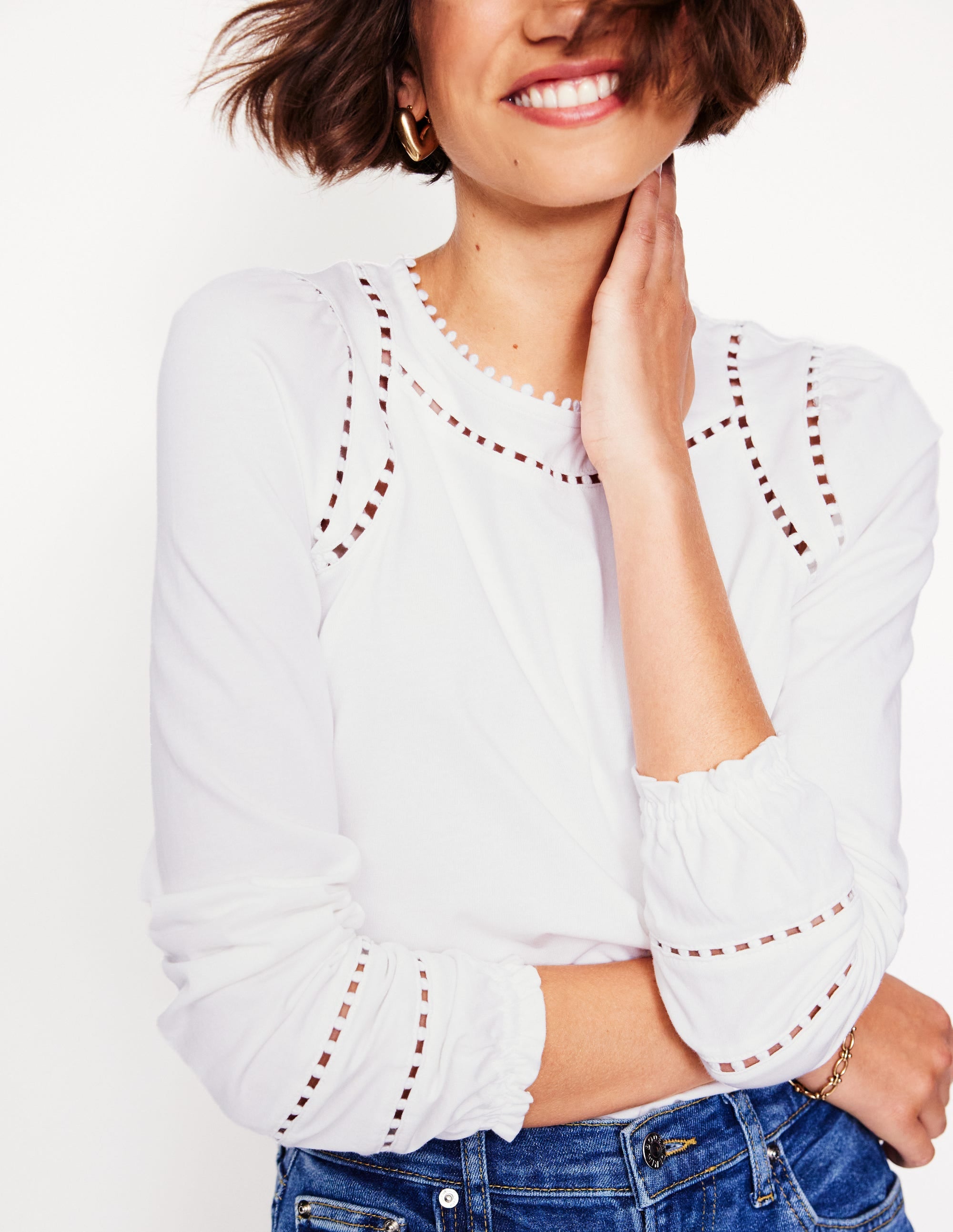 Mila Long Sleeve Top-White - Image 2