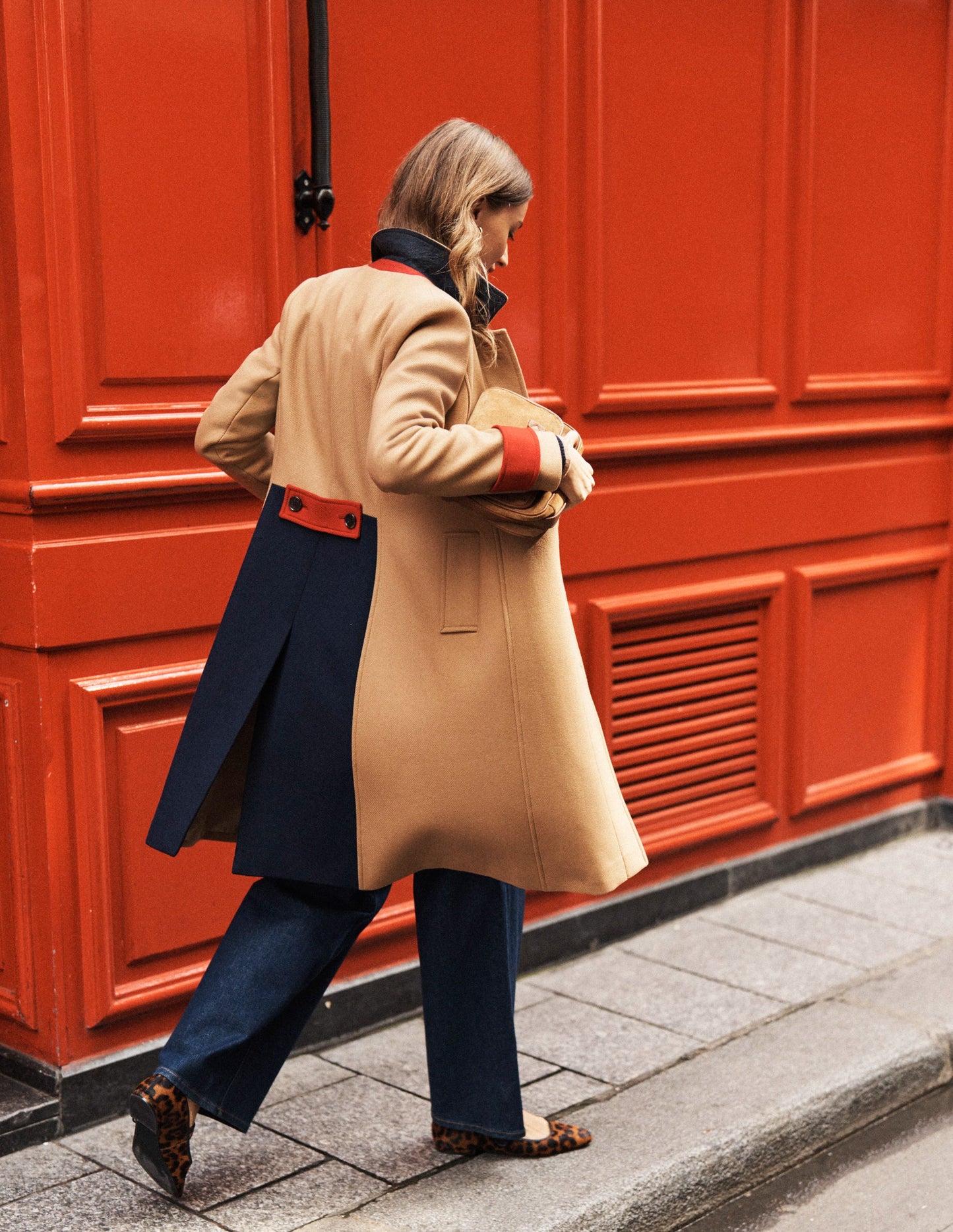 Durham Wool Blend Coat-Colourblock Camel