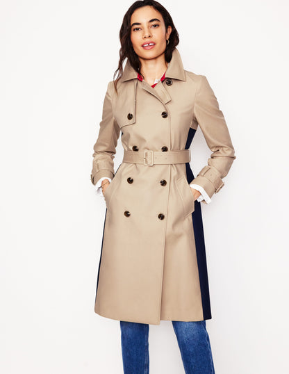 Colour Block Trench Coat-Neutral-1