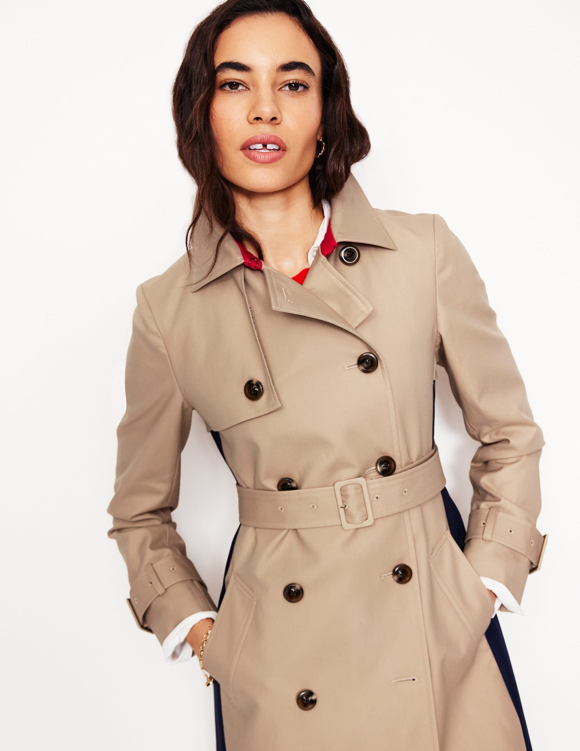 Colour Block Trench Coat-Neutral-2