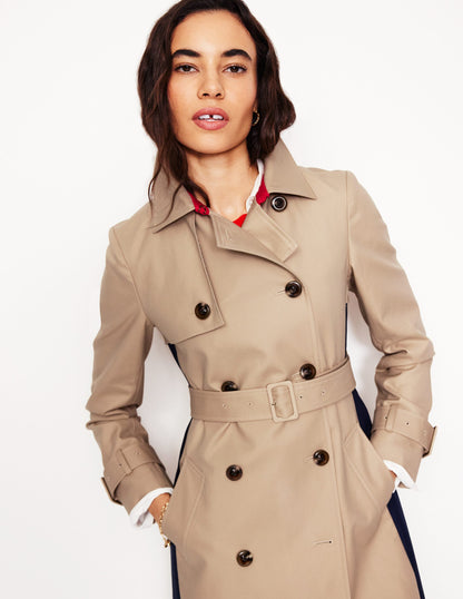 Colour Block Trench Coat-Neutral-2