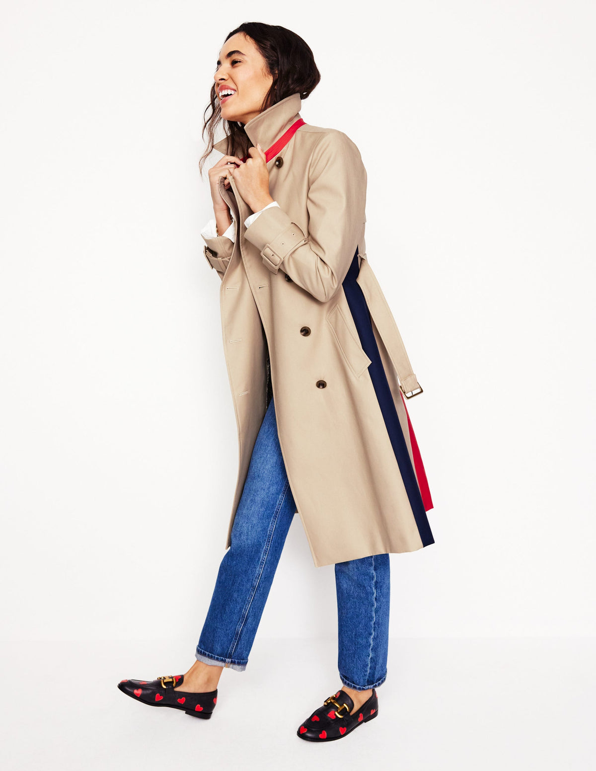 Colour Block Trench Coat-Neutral - Image 5