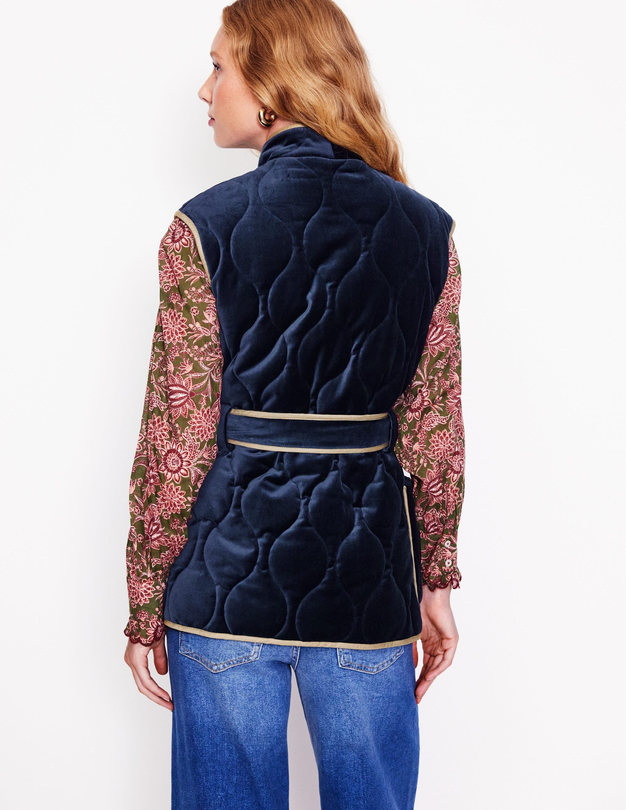 Velvet Wrap Waistcoat-Navy - Image 3