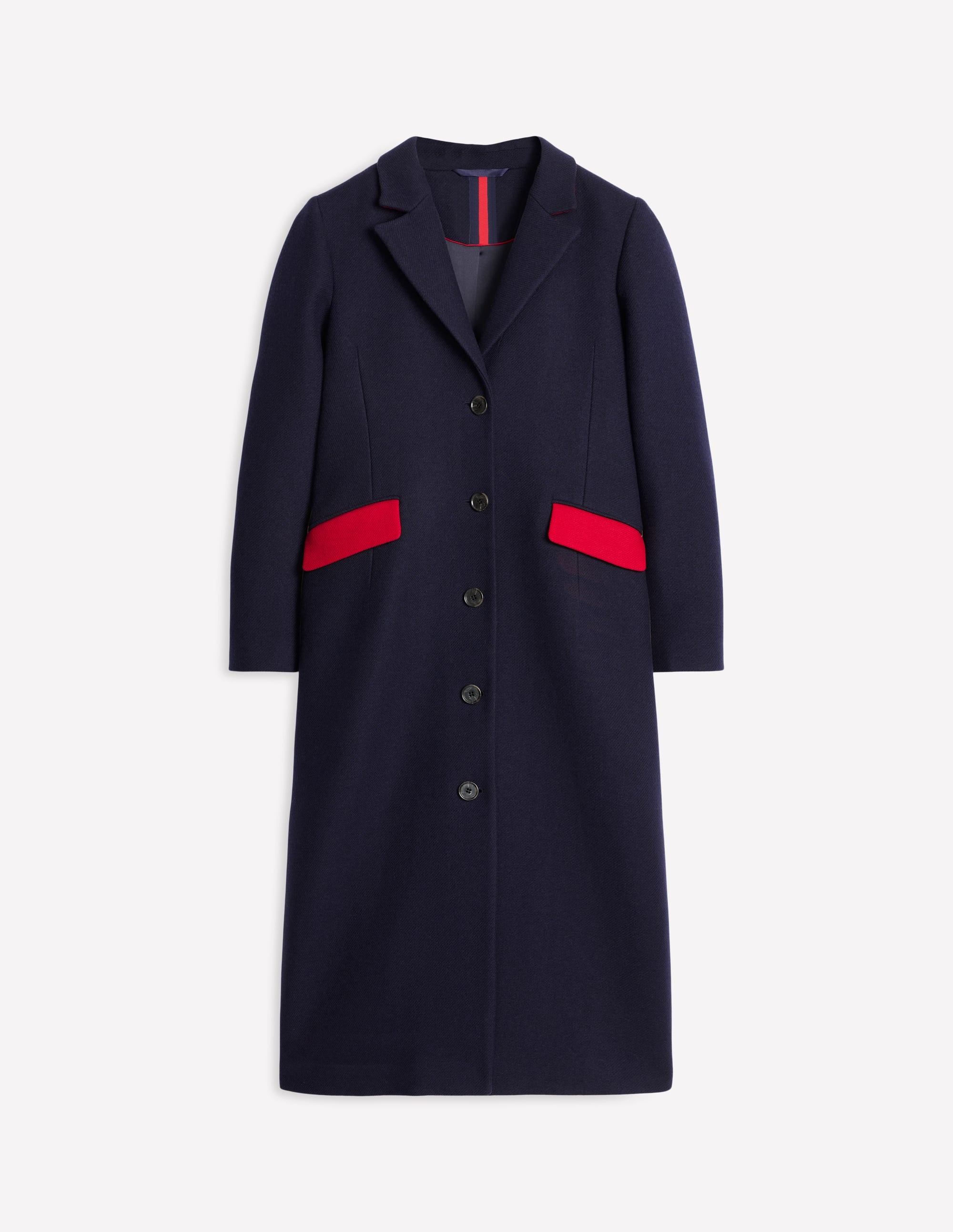 Colorblock Midi Coat-Navy, Multi - Image 6