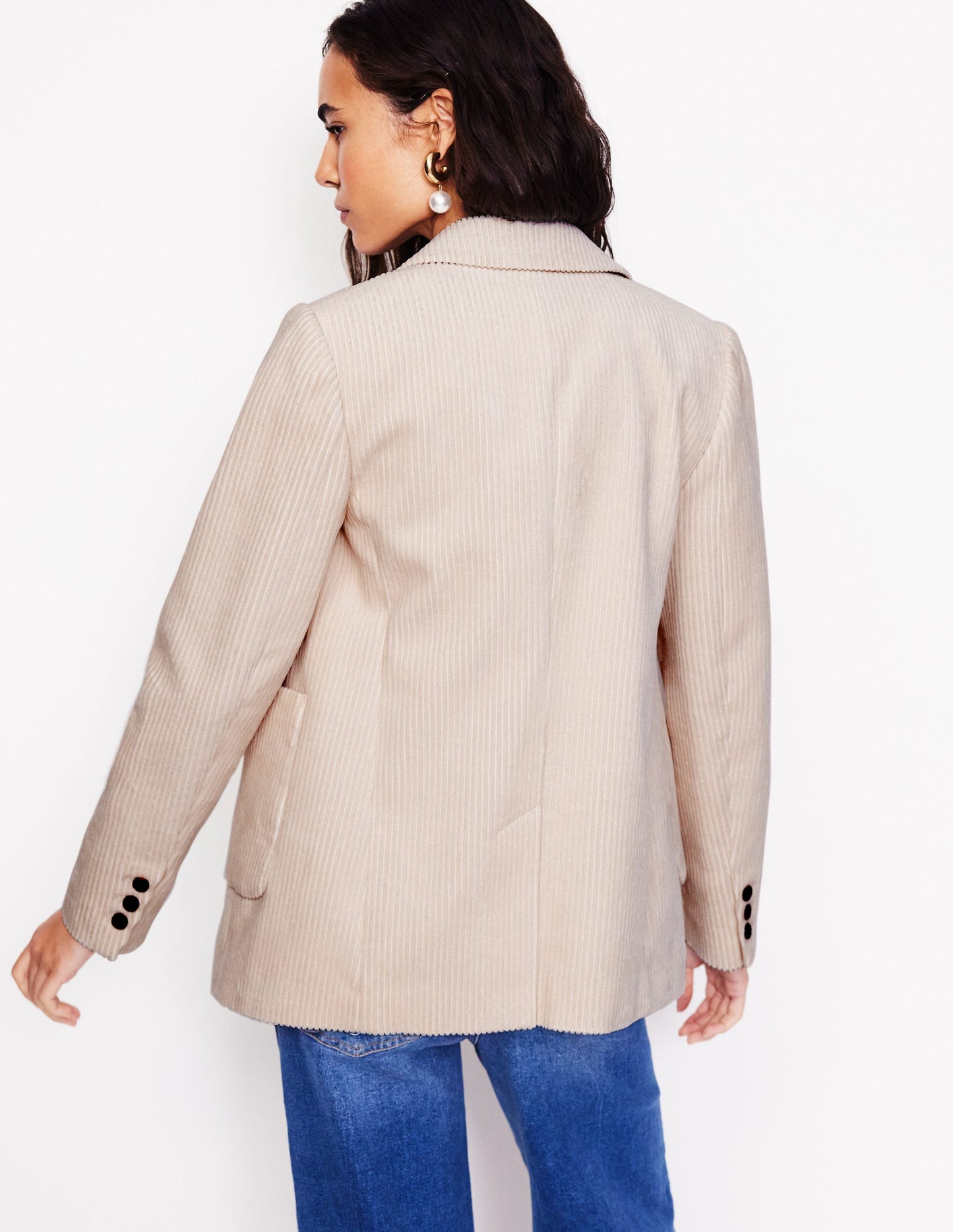 Relaxed Cord Blazer-Ivory