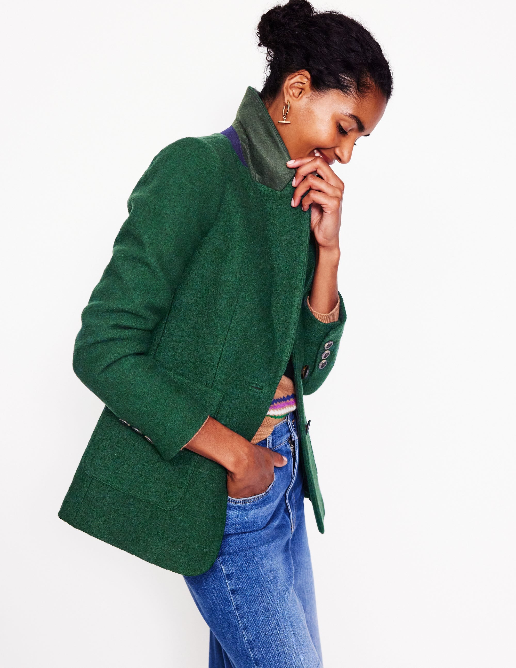 The Marylebone Textured Blazer-Dark Green - Image 1