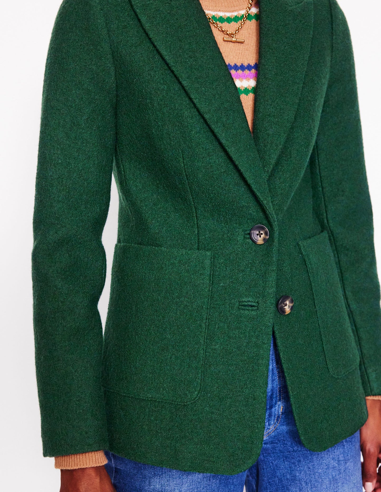 The Marylebone Textured Blazer-Dark Green