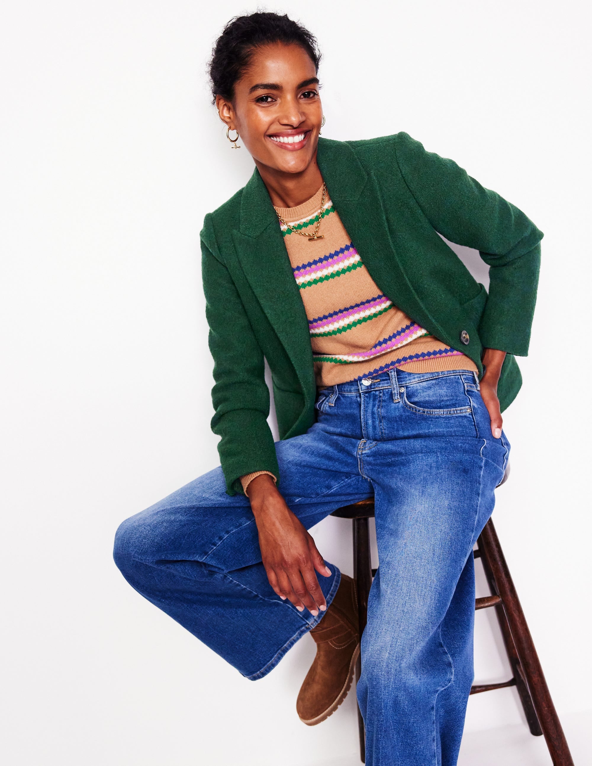 The Marylebone Textured Blazer-Dark Green - Image 4