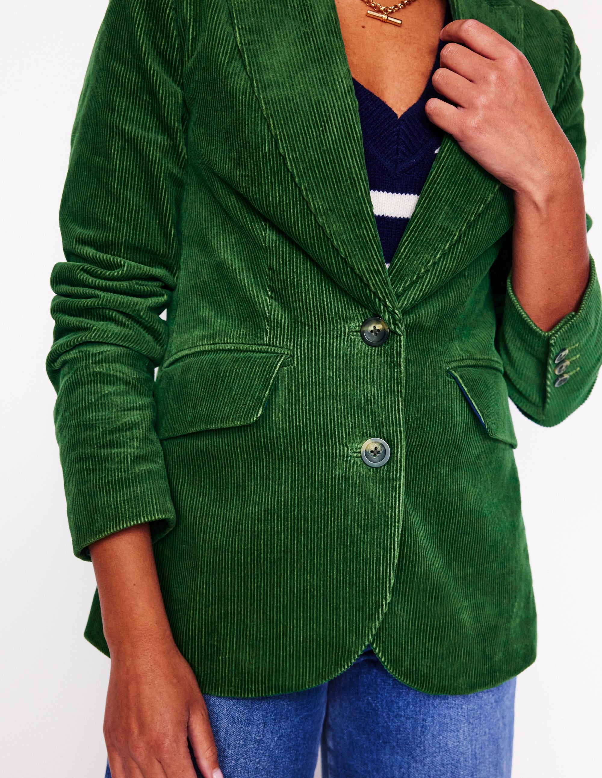 Marylebone Cord Blazer-Winter Green - Image 2