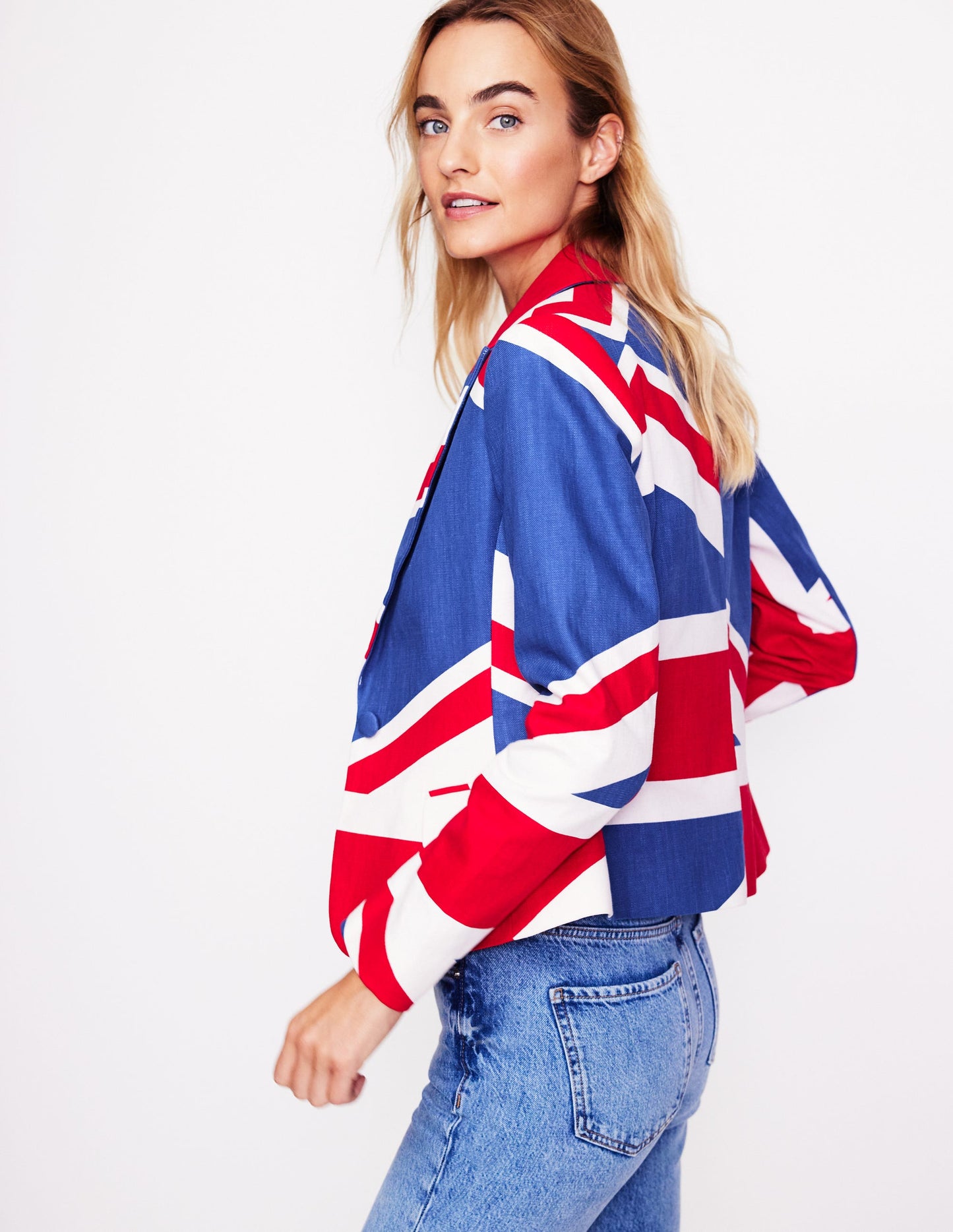 Fitted Printed Blazer-Union Jack