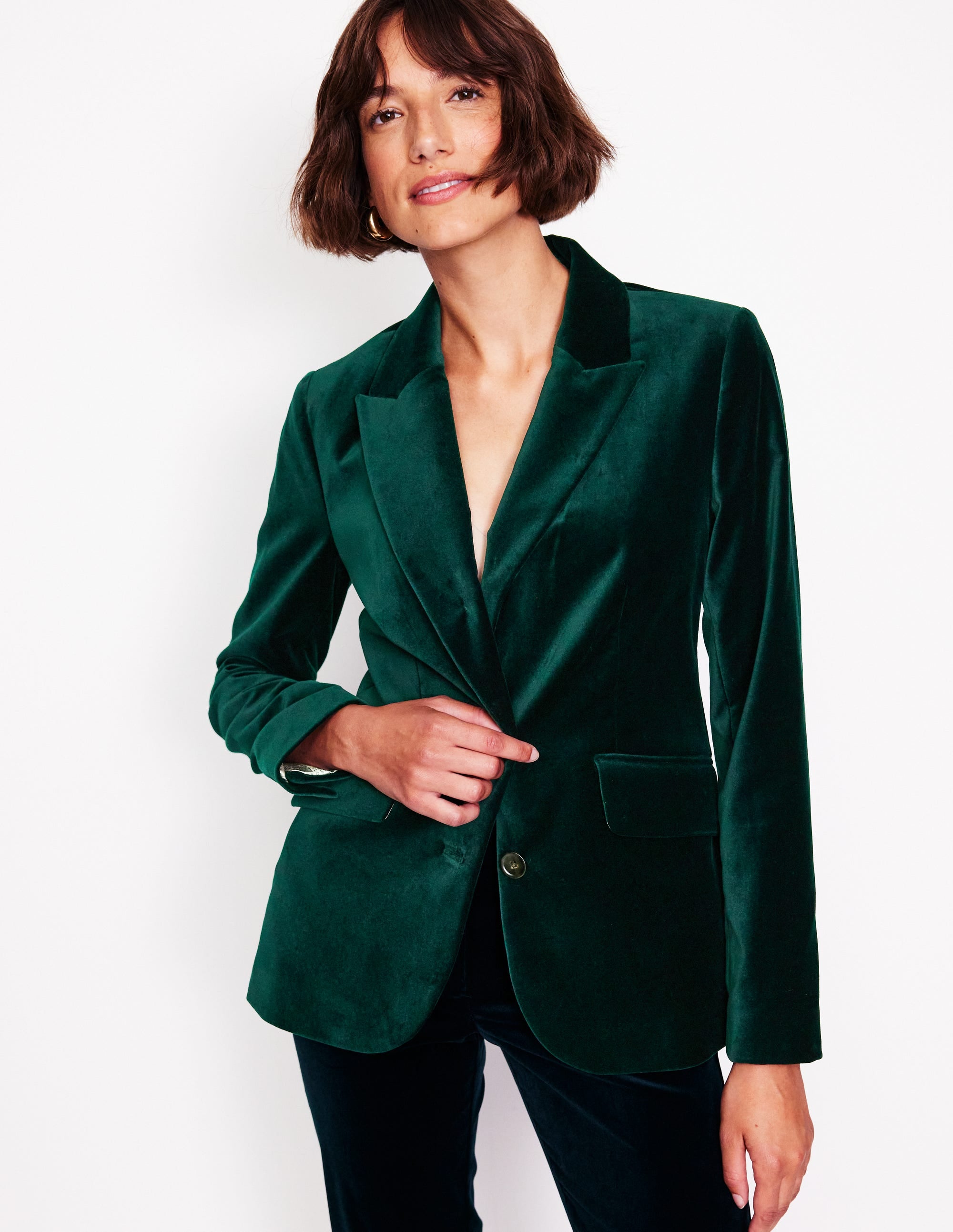 Marylebone Velvet Blazer-Ponderosa Pine - Image 1