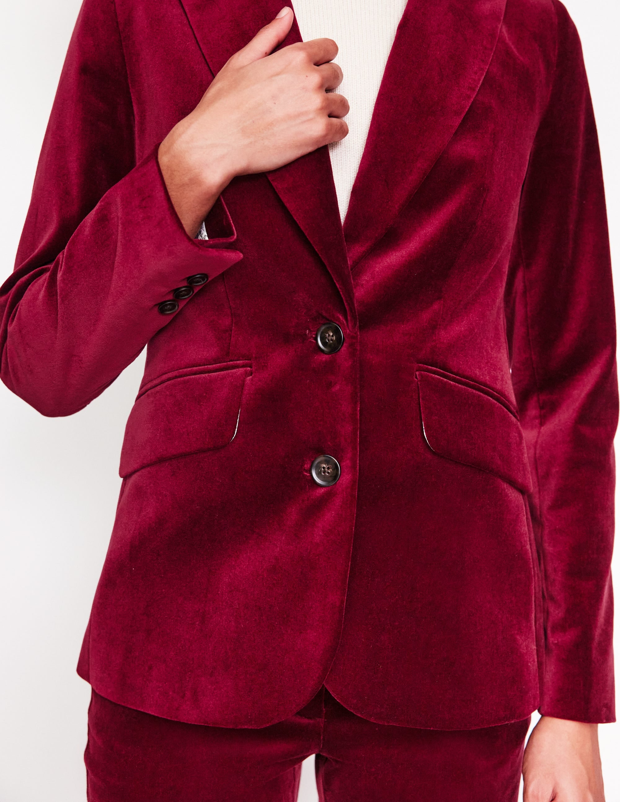 Marylebone Velvet Blazer-Cabernet - Image 2