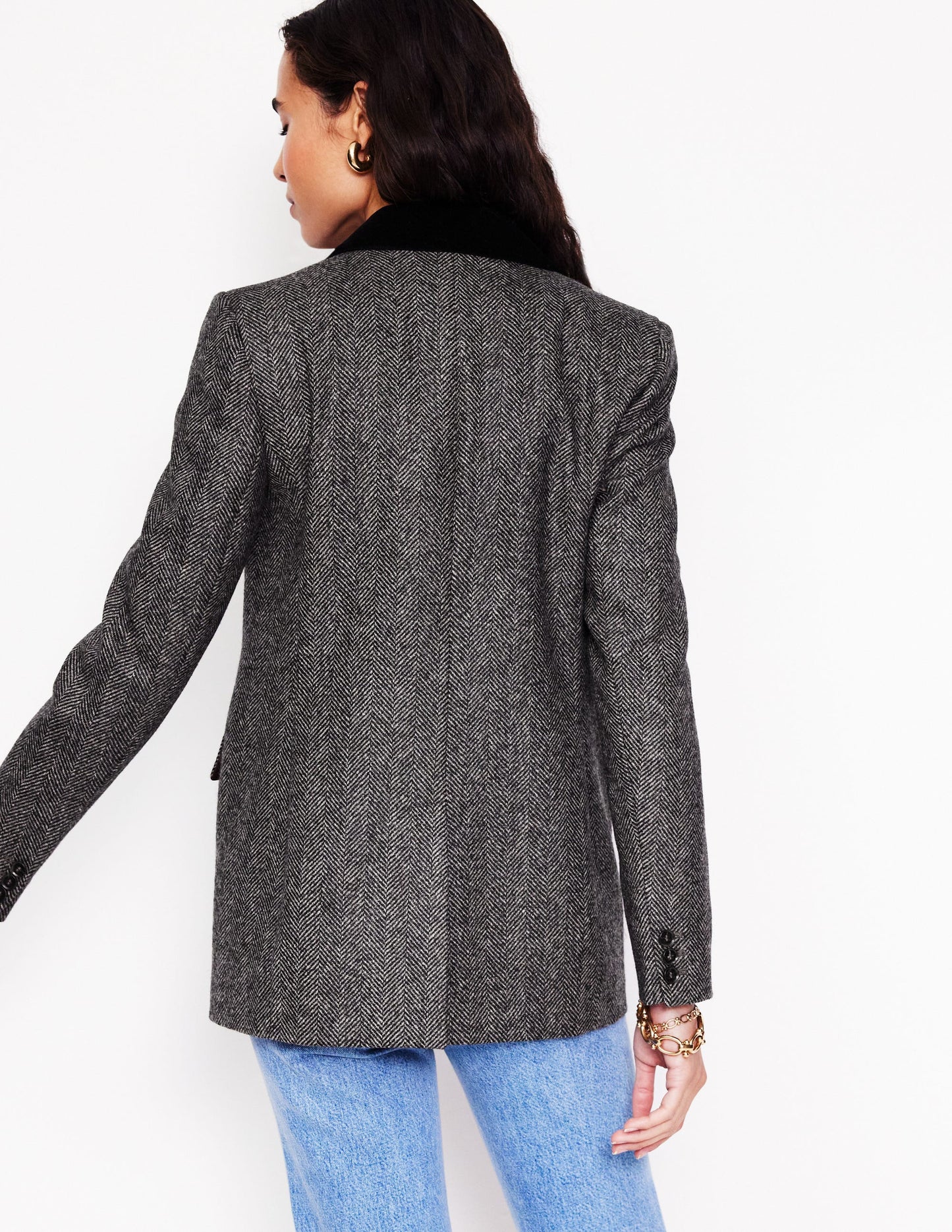 Relaxed Wool Blazer-Herringbone