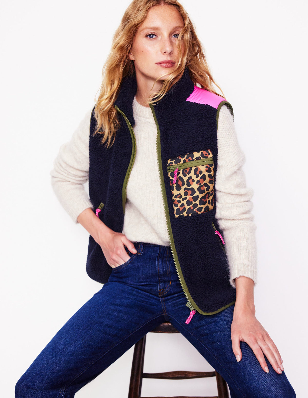 Truro Borg Vest-Navy - Image 1