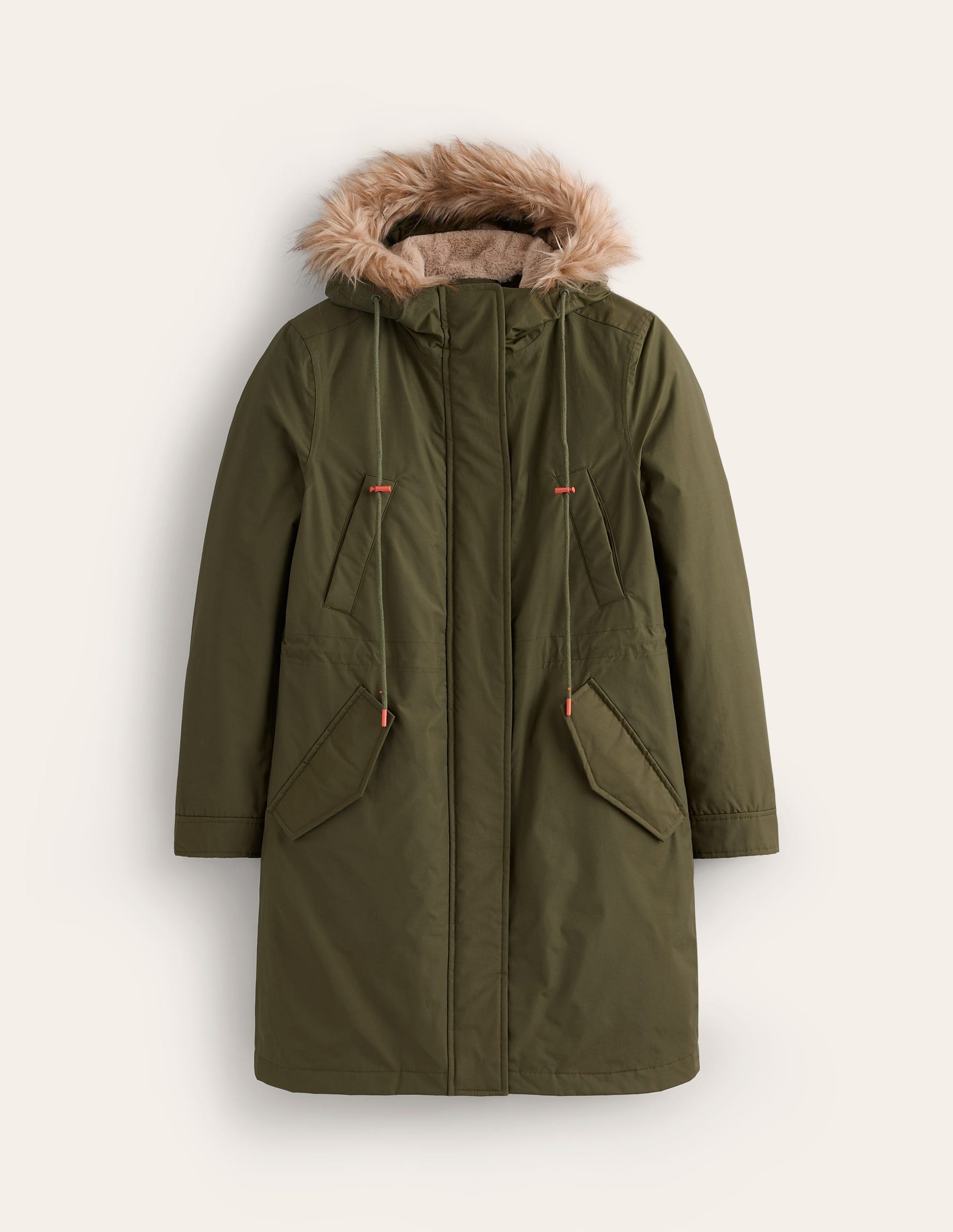 Faux-Fur Hood Parka-Khaki-6