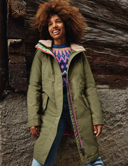 Faux-Fur Hood Parka-Khaki-5