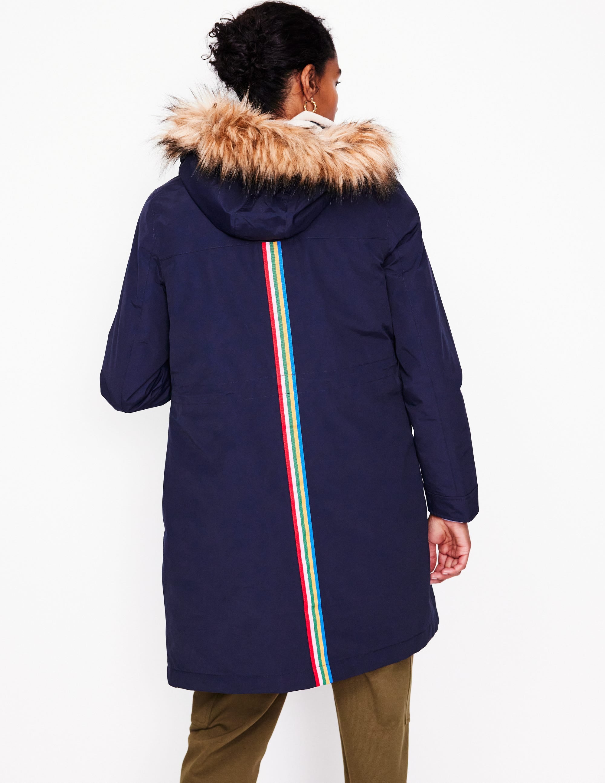 Faux-Fur Hood Parka-Navy - Image 3