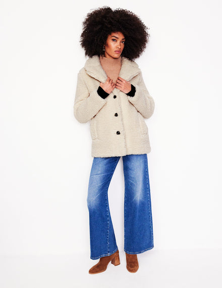 Short Teddy Coat-Natural Borg